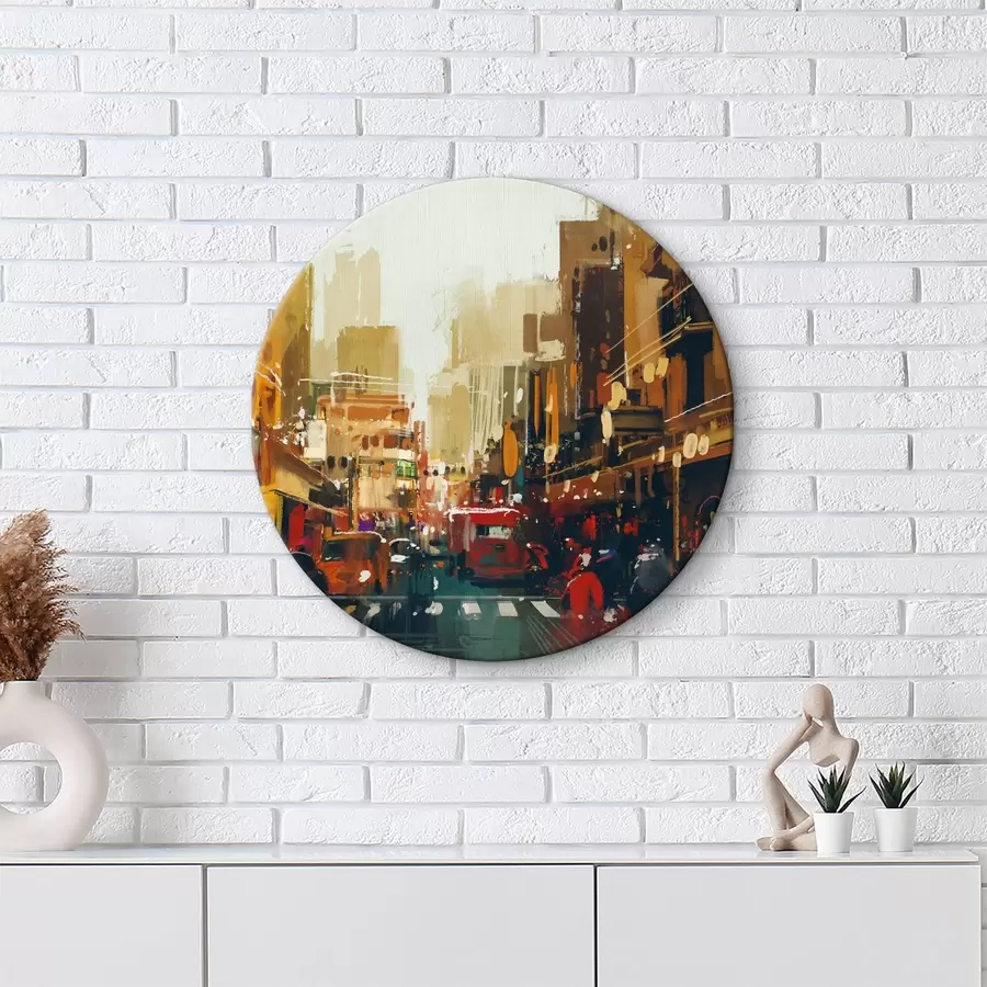 murales de pared Calle de la ciudad con gente caminando r37107