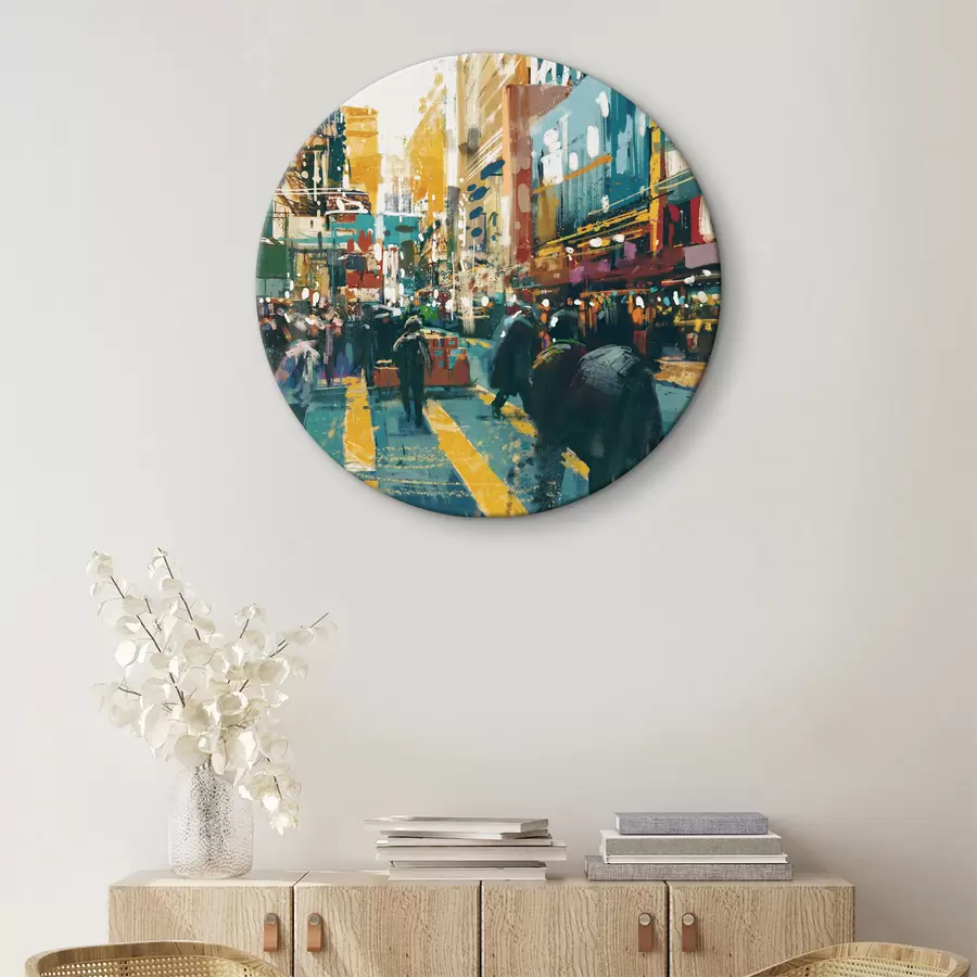 murales de pared Paisajes urbanos Calle de metrópolis abarrotada r37108