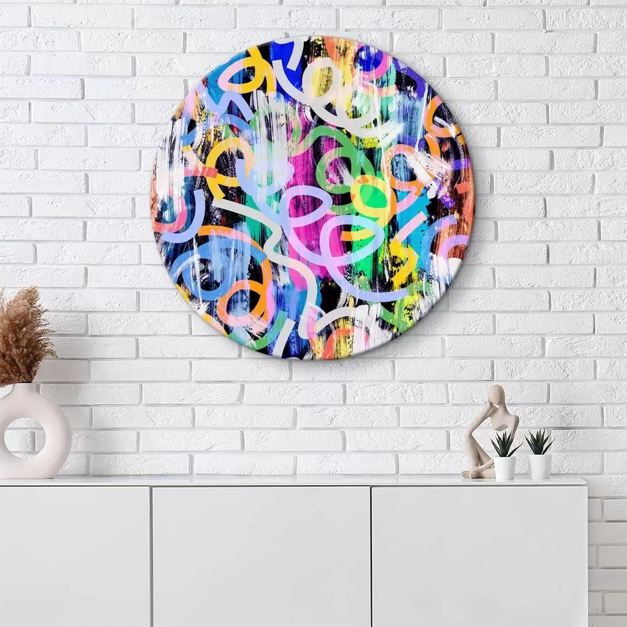 murales de pared Estampado colorido con círculos blancos y azules r37145