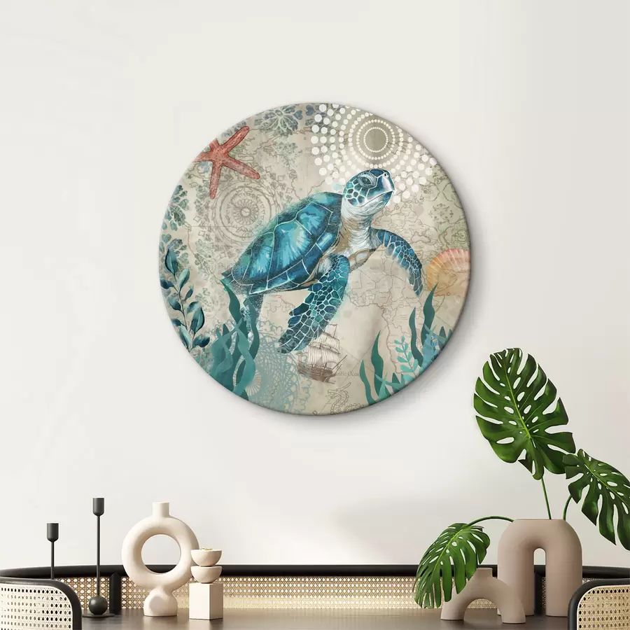 murales de pared Tortuga azul nadando en el océano r37151