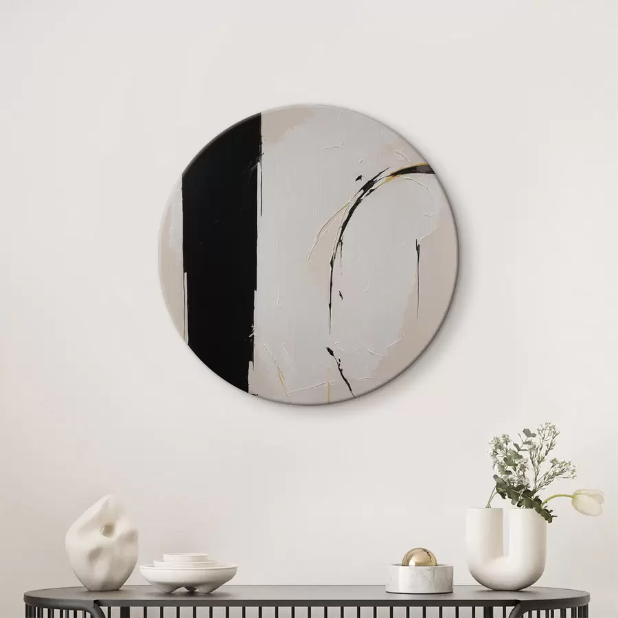 murales de pared Objeto rectangular blanco y negro con líneas amarillas r37168