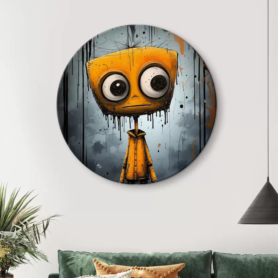 murales de pared Personaje de dibujos animados con cabeza cuadrada y ojos grandes r37254