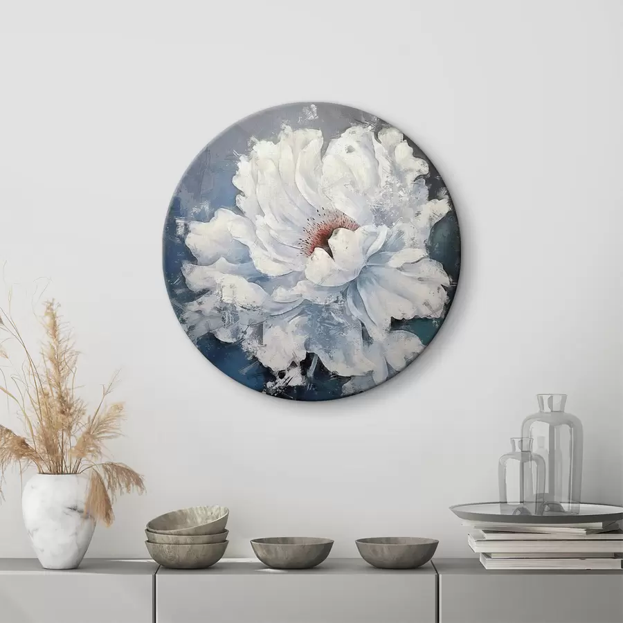 murales de pared Flor blanca sobre fondo azul r37262