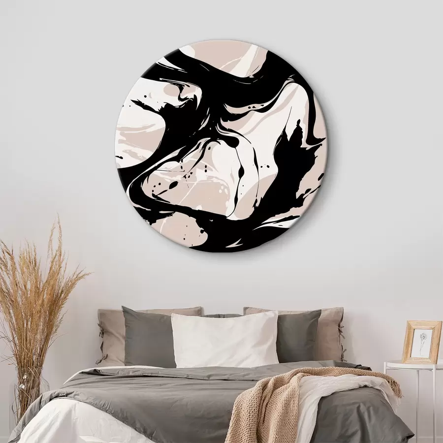 murales de pared Remolino blanco y negro sobre fondo beige r37286