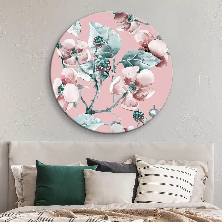 murales de pared Flores sobre fondo rosa r37296