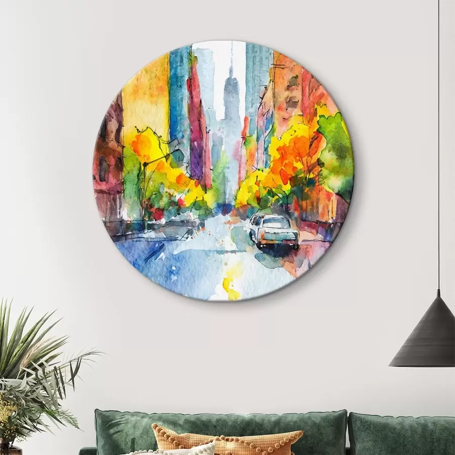murales de pared Acuarela de Nueva York, calles con rascacielos, arte abstracto r37345