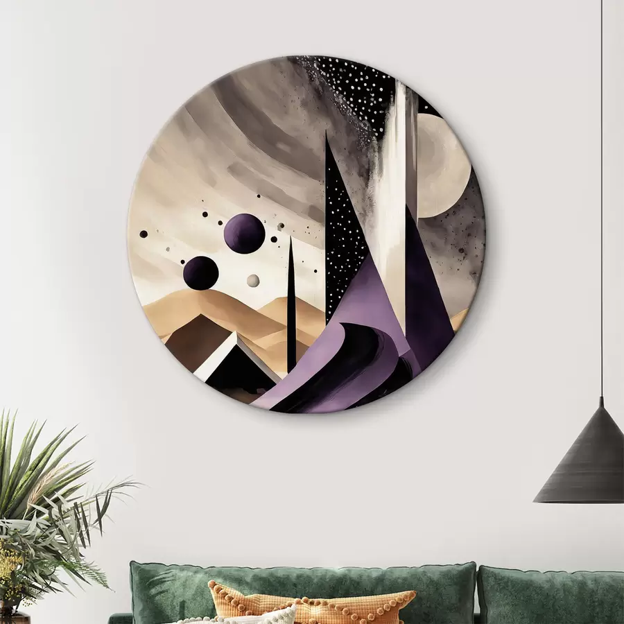 murales de pared Paisaje desértico en blanco y morado r37359