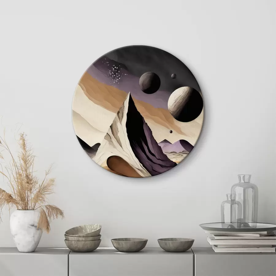 murales de pared Arte abstracto, desierto, montañas y rocas, púrpura y beige, espacio r37362