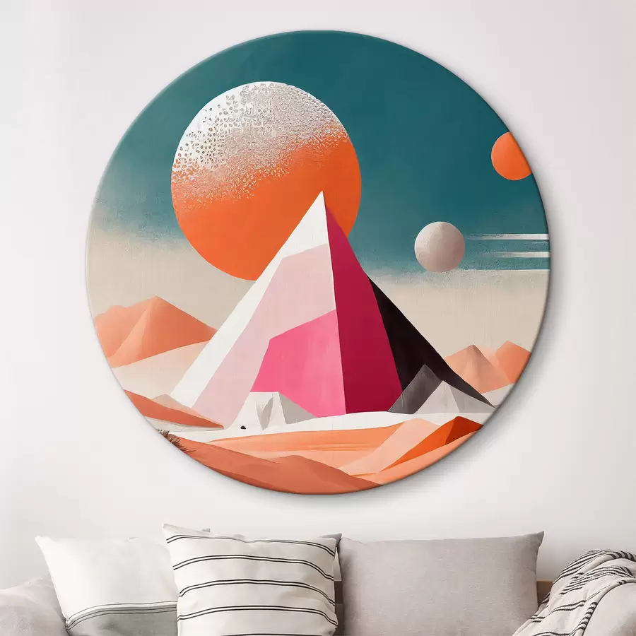 murales de pared Imagen de un paisaje desértico con una pirámide y el sol r37371