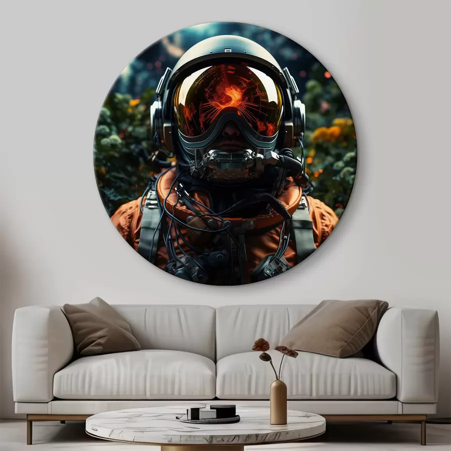 murales de pared Una persona con traje espacial y casco r37390