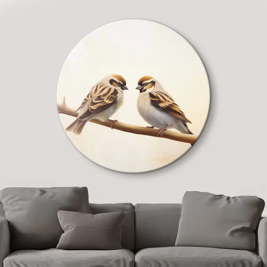 murales de pared Dos gorriones en una rama r37393