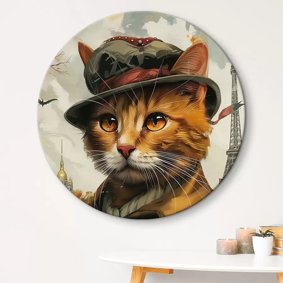 murales de pared Gato con sombrero y abrigo r37457