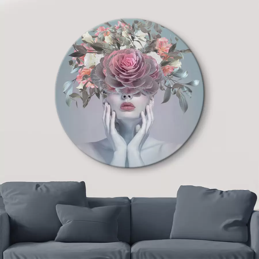 murales de pared Mujer con flores en la cabeza r37479