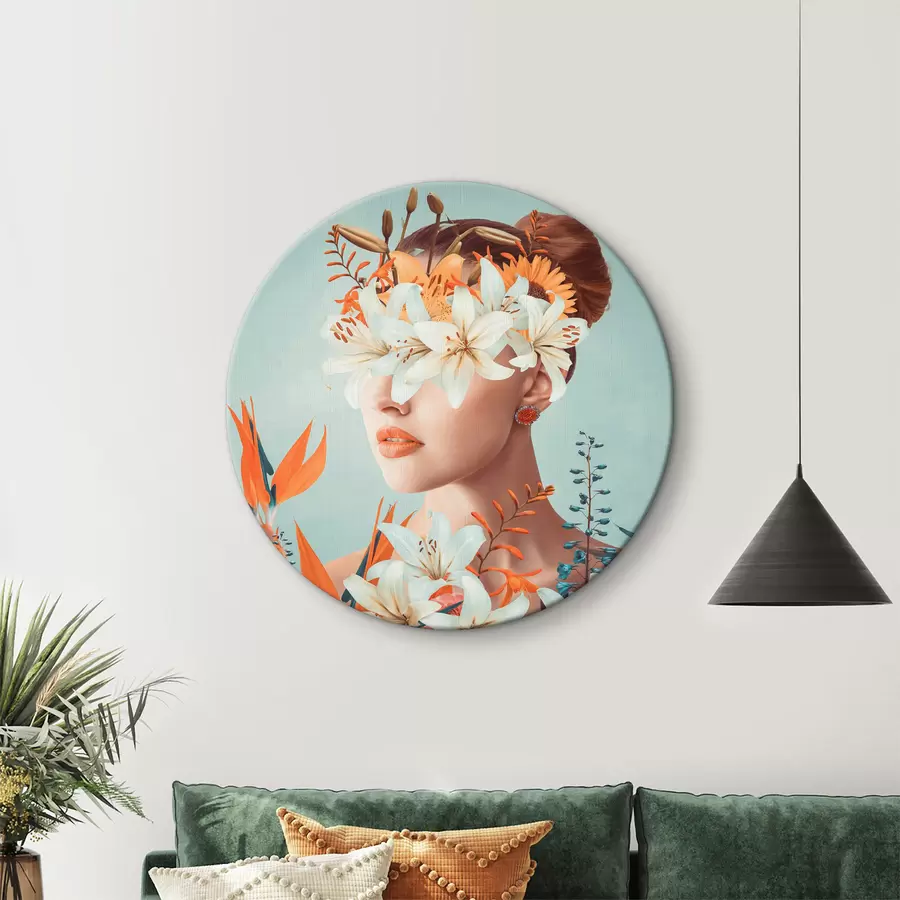 murales de pared Mujer con flores alrededor de los ojos r37480