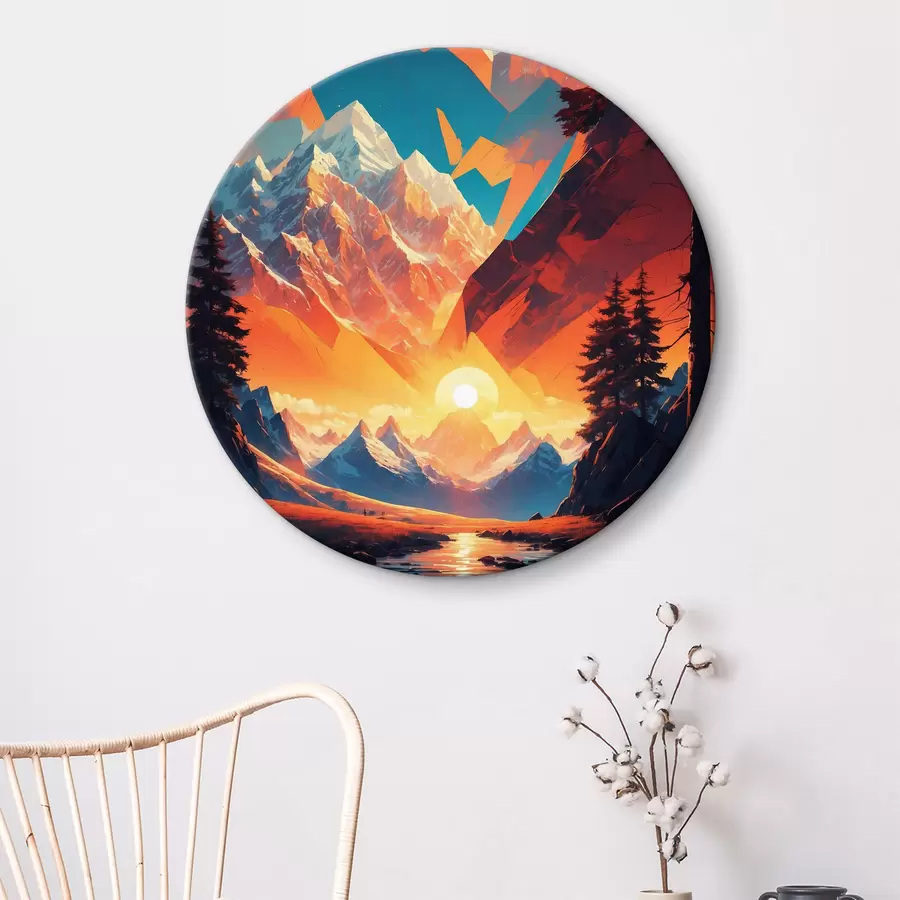 murales de pared Paisaje de montaña con árboles y montañas r37532