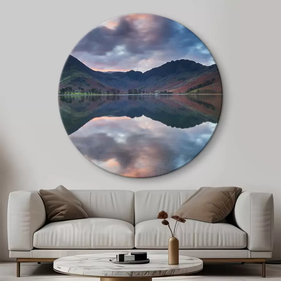 murales de pared Lago con montañas al fondo r37533