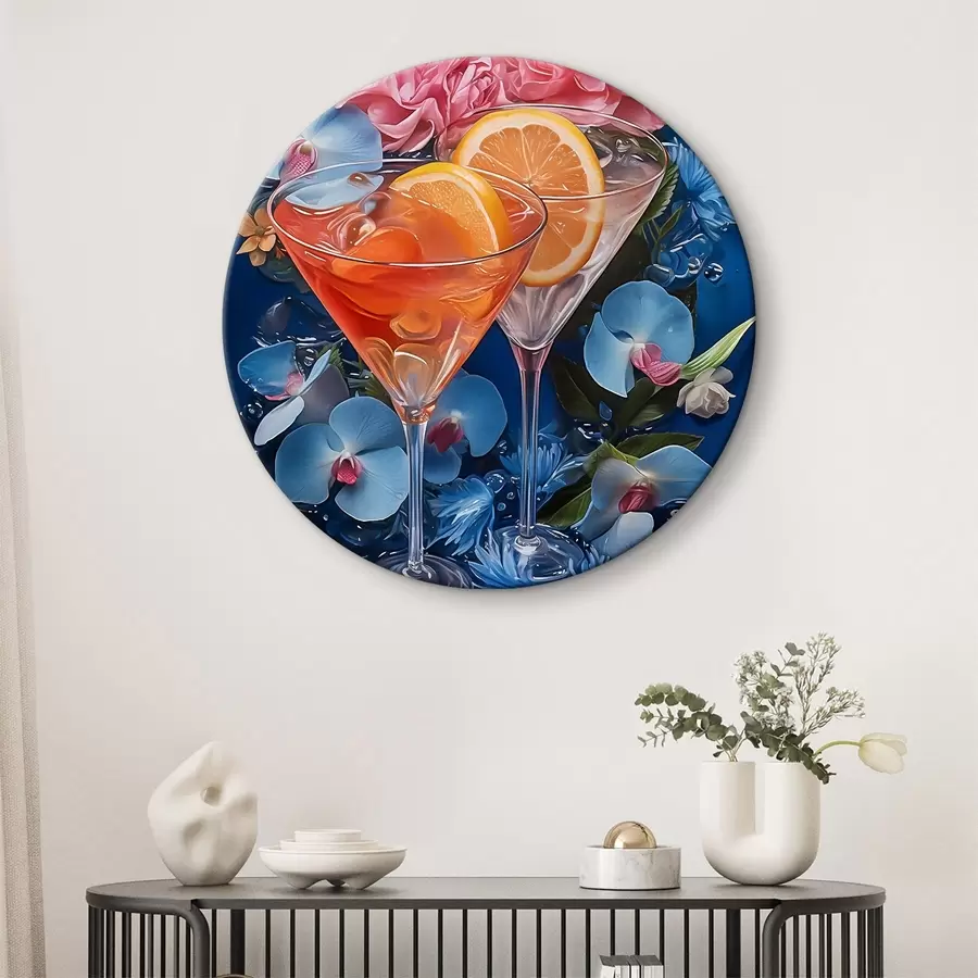 murales de pared Un par de gafas con naranjas y flores r37564