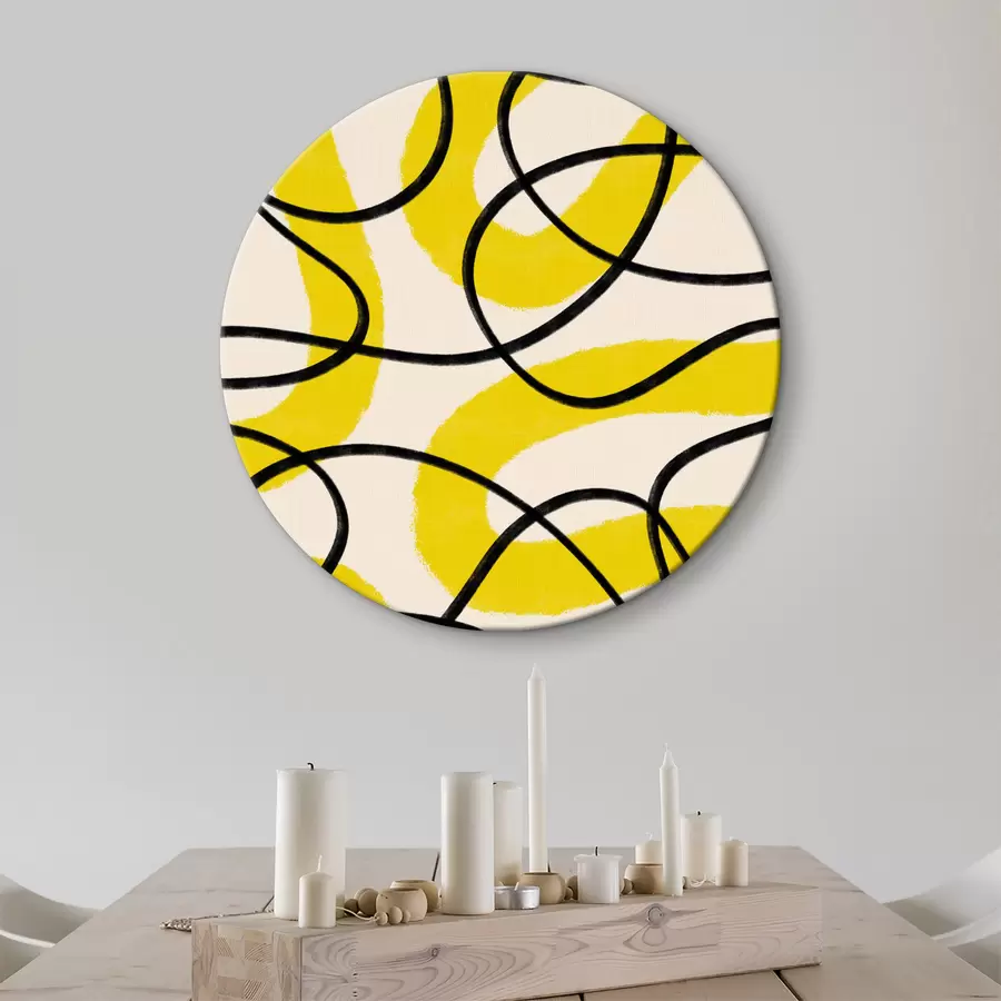 murales de pared Línea amarilla y línea negra r37571