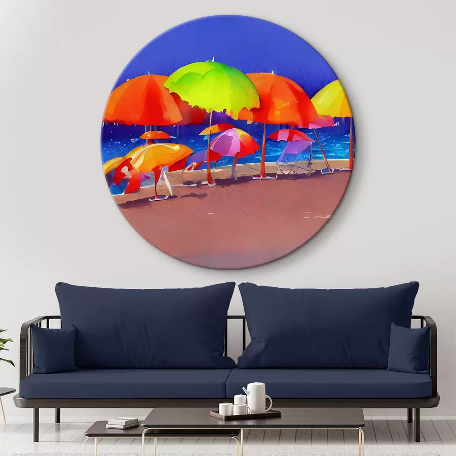 murales de pared Grupo de sombrillas de colores en la playa r37626