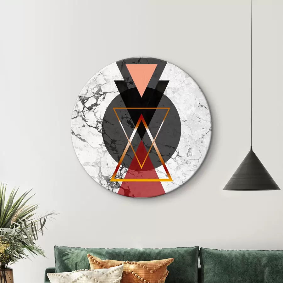 murales de pared Triángulo y círculo negro y rojo sobre superficie de mármol r37771