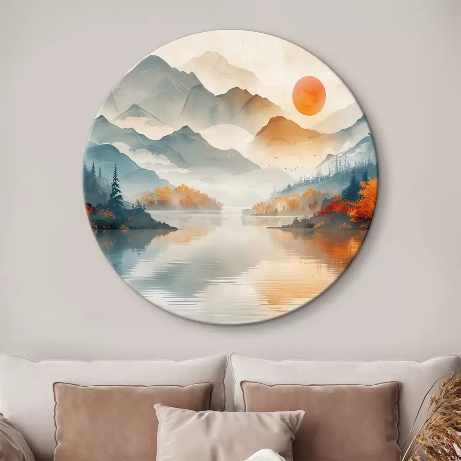 murales de pared Paisaje con montañas y agua r37780