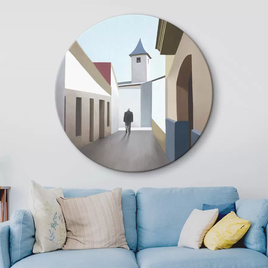 murales de pared Un hombre caminando por una calle estrecha r37784