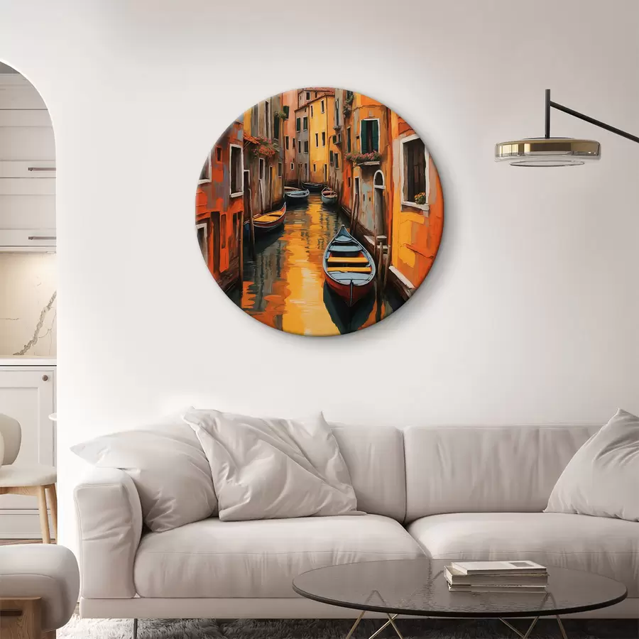 murales de pared Barco en el canal entre edificios r37790