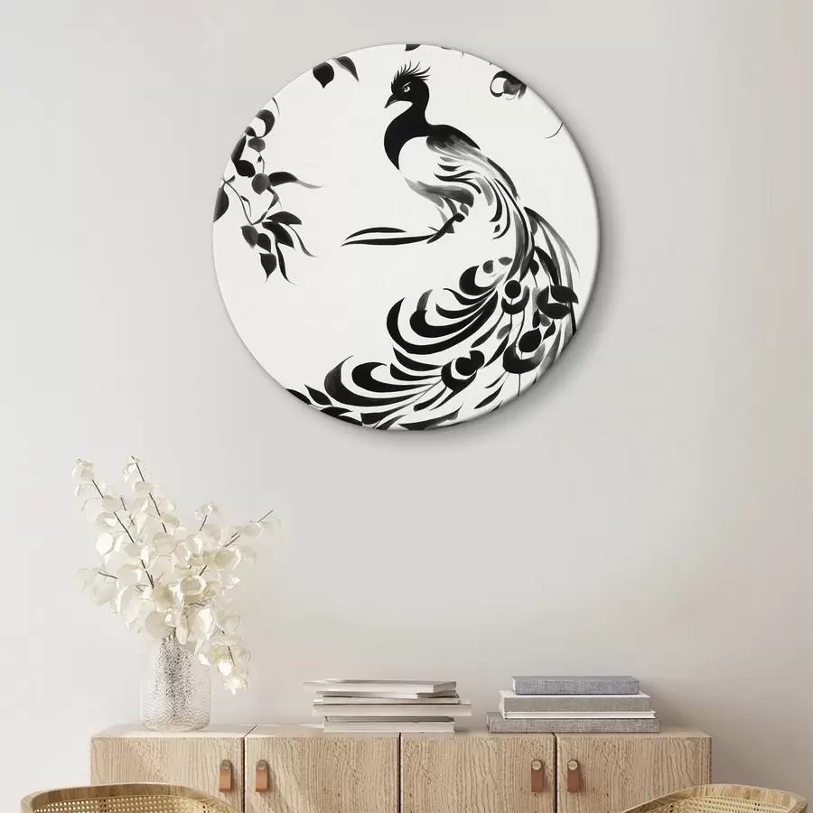 murales de pared Una pintura en blanco y negro de un pájaro r37794