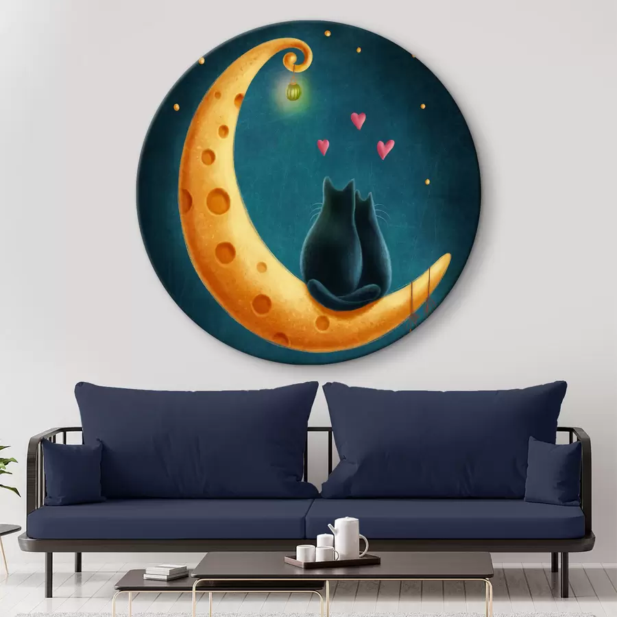 murales de pared Gatos enamorados bajo la luz de la luna r37836