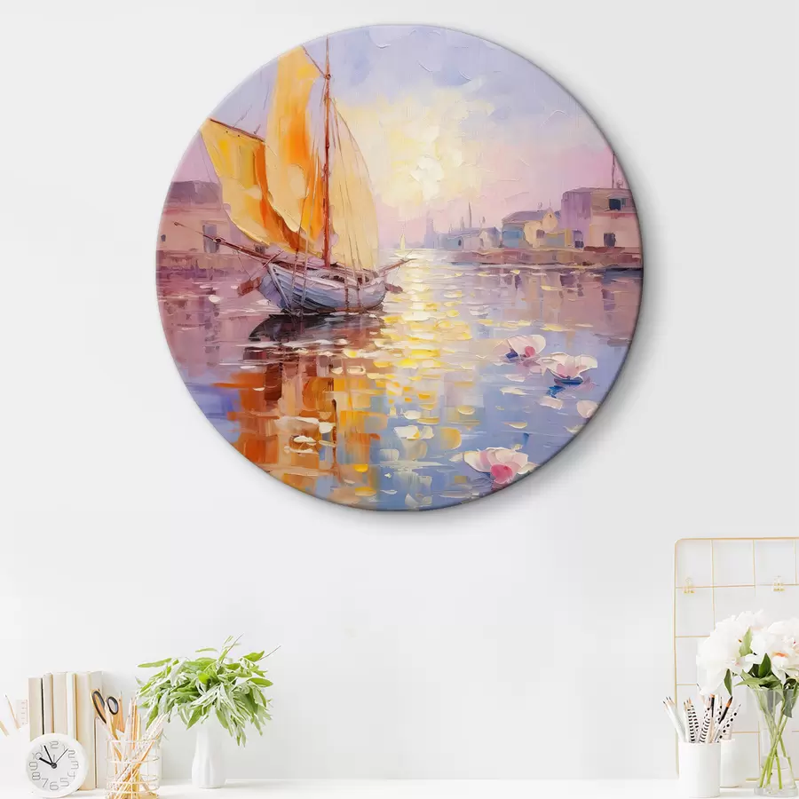 murales de pared Navegando hacia la colorida puesta de sol r37882