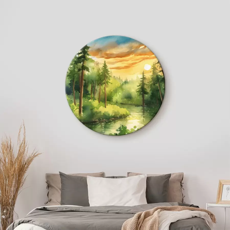 murales de pared Bosque apacible cerca de un río tranquilo r37950