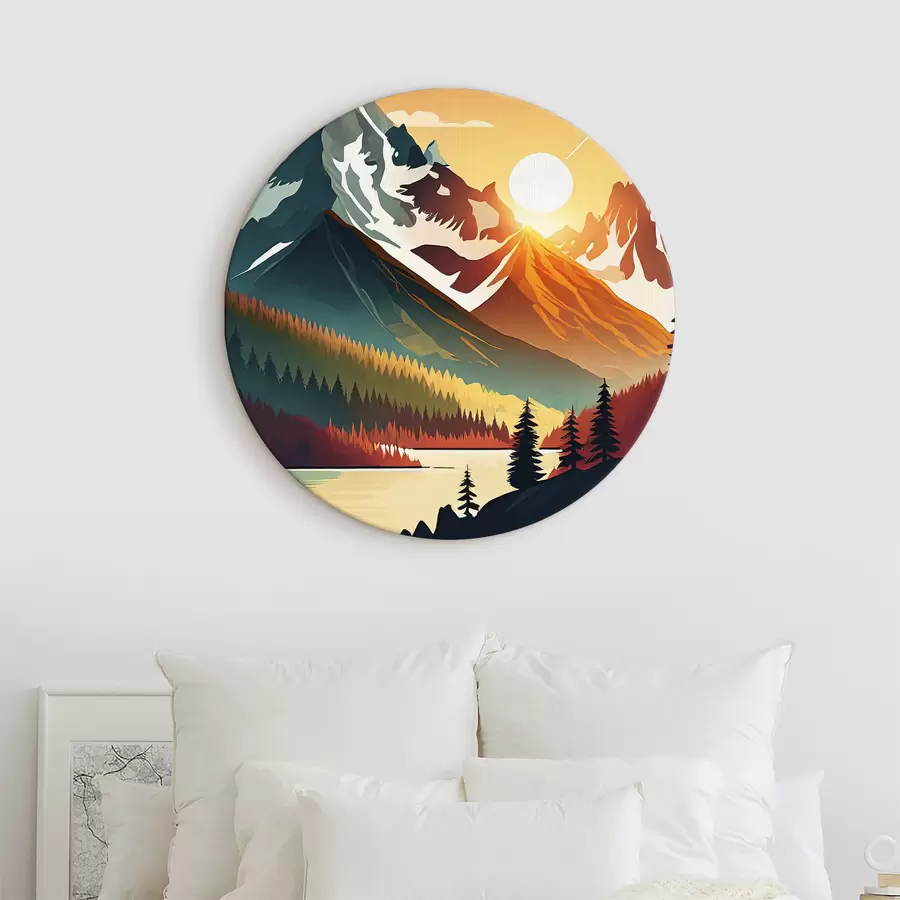 murales de pared Montañas majestuosas bajo un cielo brillante r38006