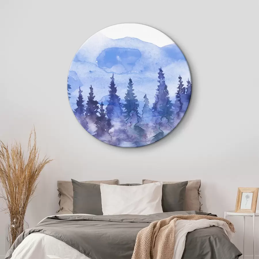 murales de pared Bosque místico en tonos azules r38047