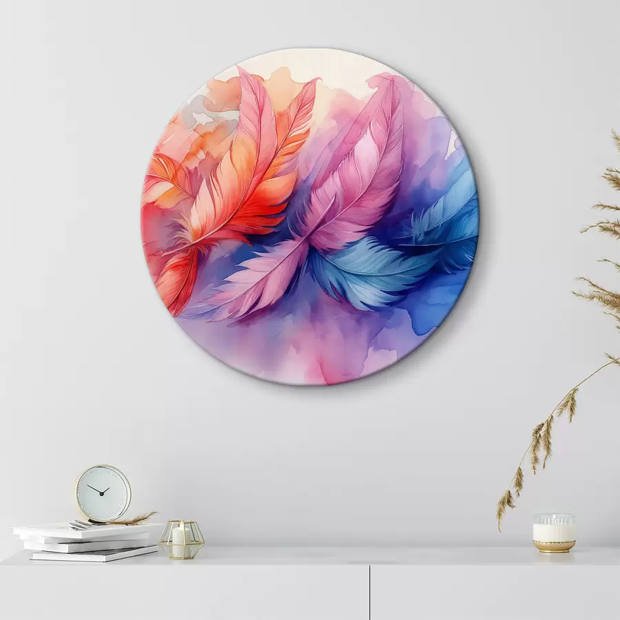 murales de pared Plumas de colores sobre fondo blanco r38093