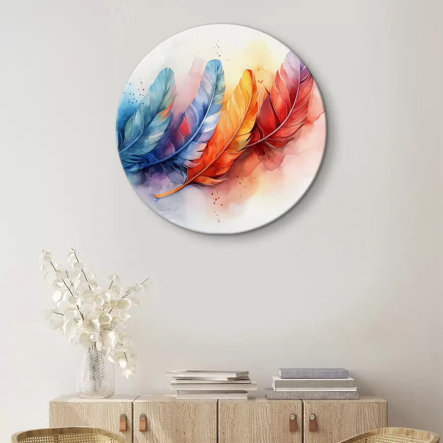 murales de pared Plumas de colores sobre fondo blanco r38094