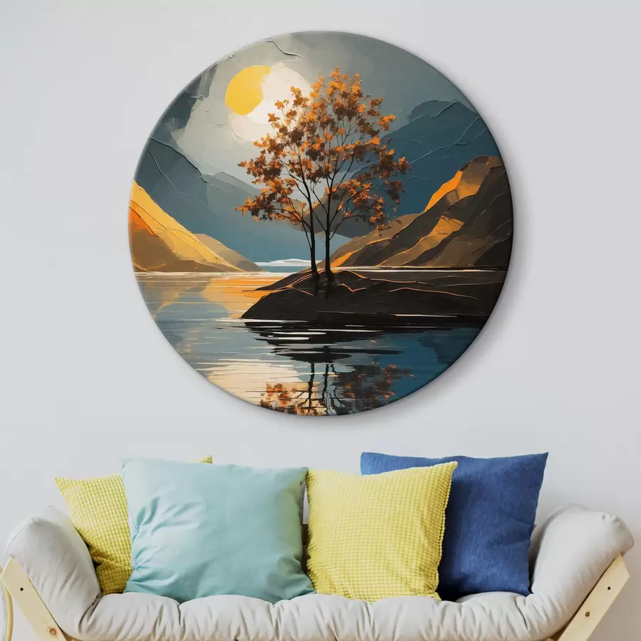 murales de pared Un árbol en una pequeña isla del lago r38112