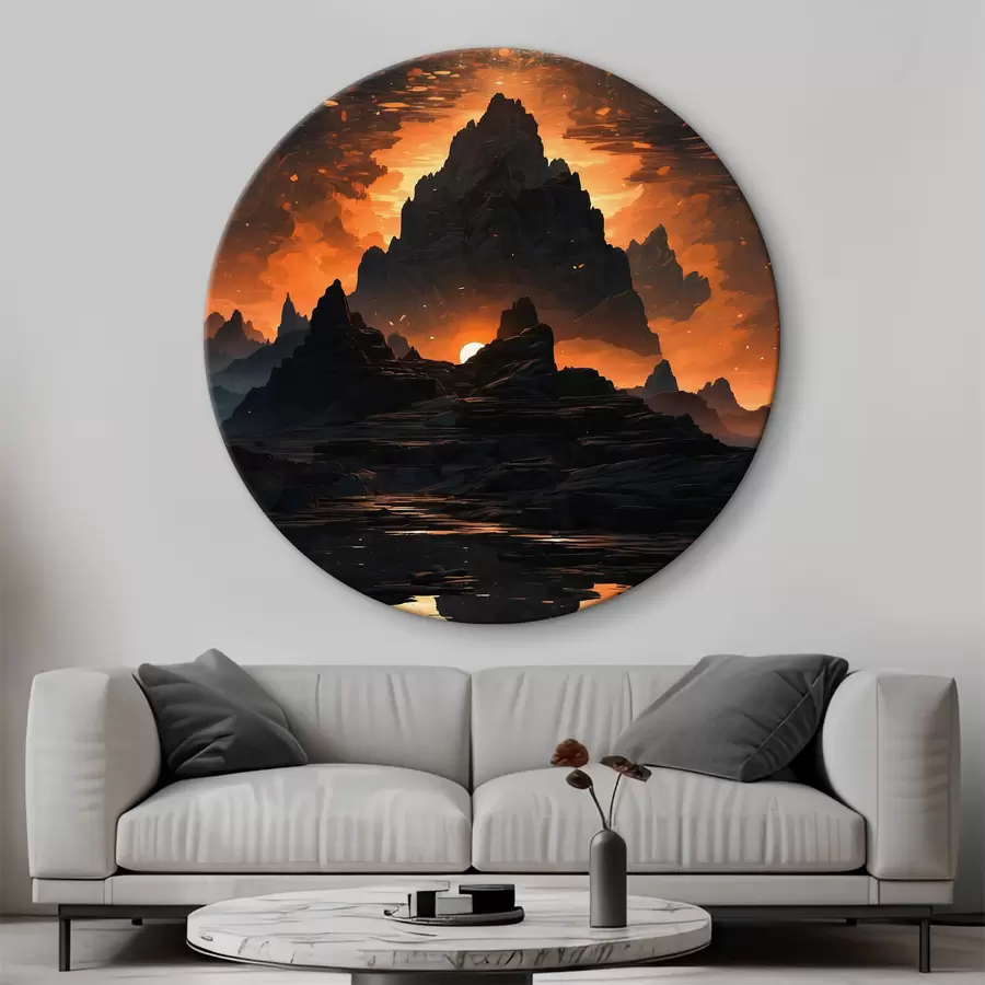 murales de pared Cordillera con el sol poniéndose detrás r38120