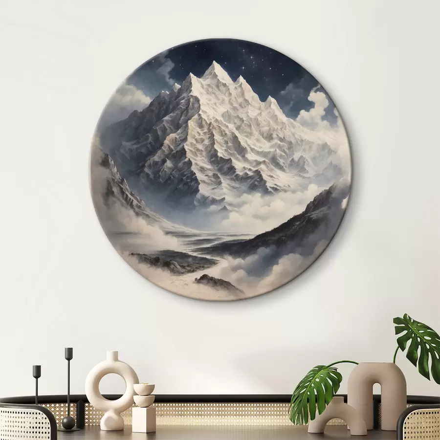 murales de pared Montaña con nubes y estrellas r38127