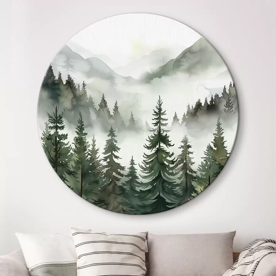 murales de pared Paisaje de árboles y montañas r38139