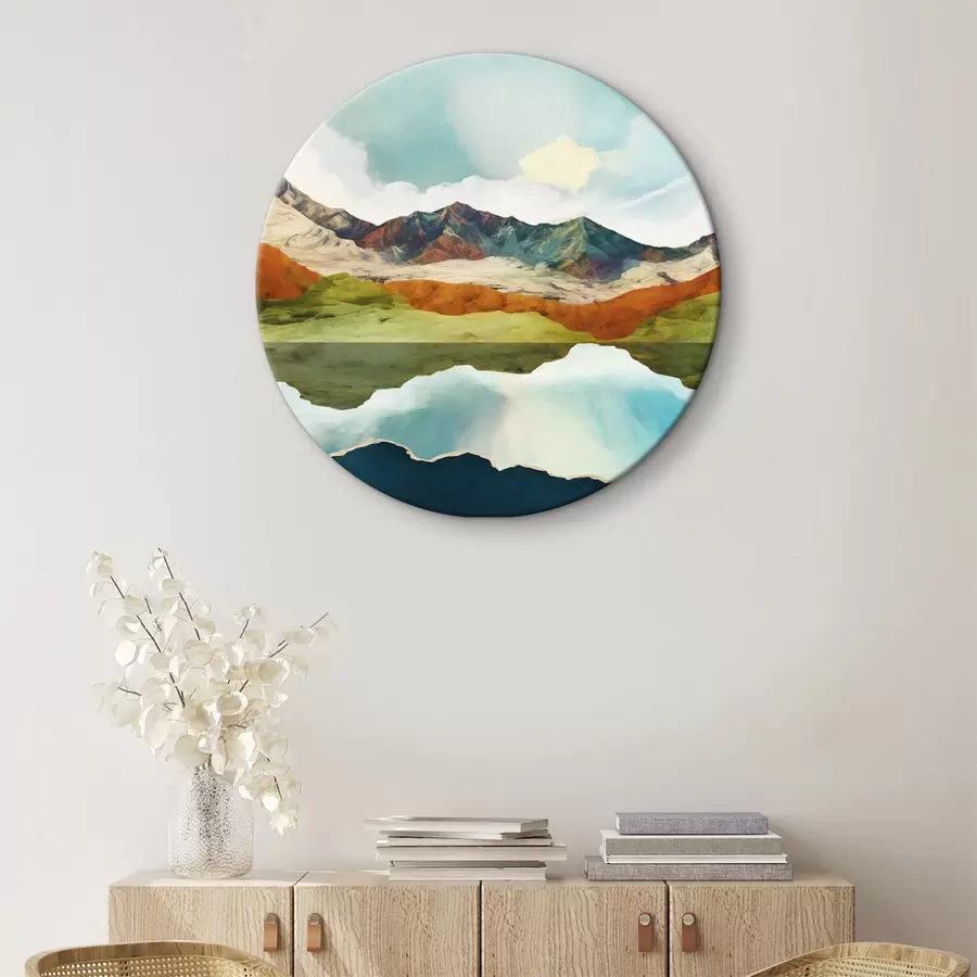 murales de pared Reflejo del agua en las montañas y el cielo r38193