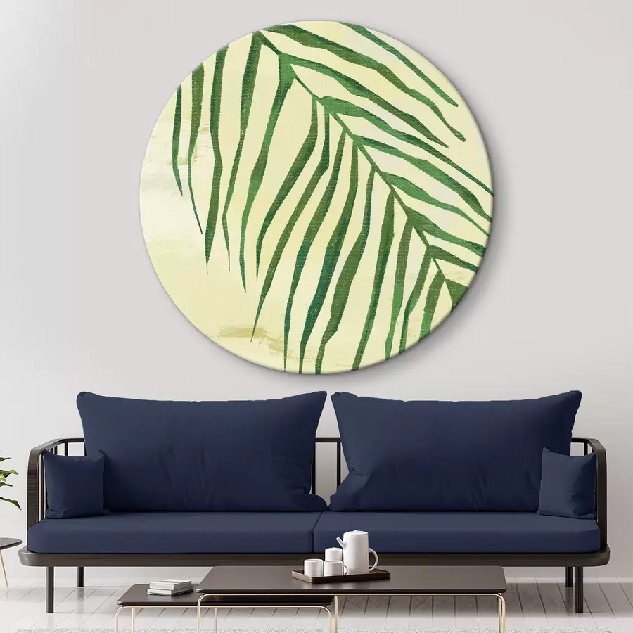 murales de pared Rama de palmera, tropical, primer plano, planta, hojas finas, verdes y amarillas r38282