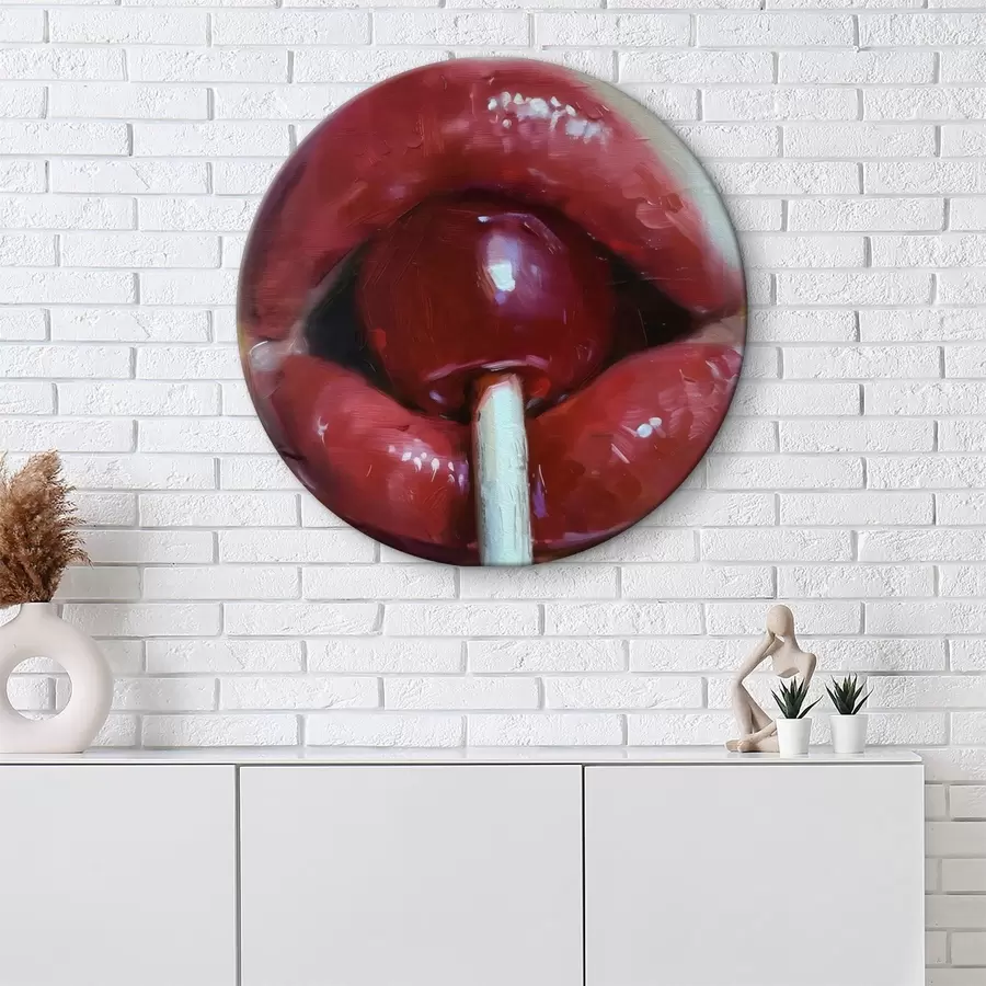 murales de pared Primer plano de boca con piruleta r38293