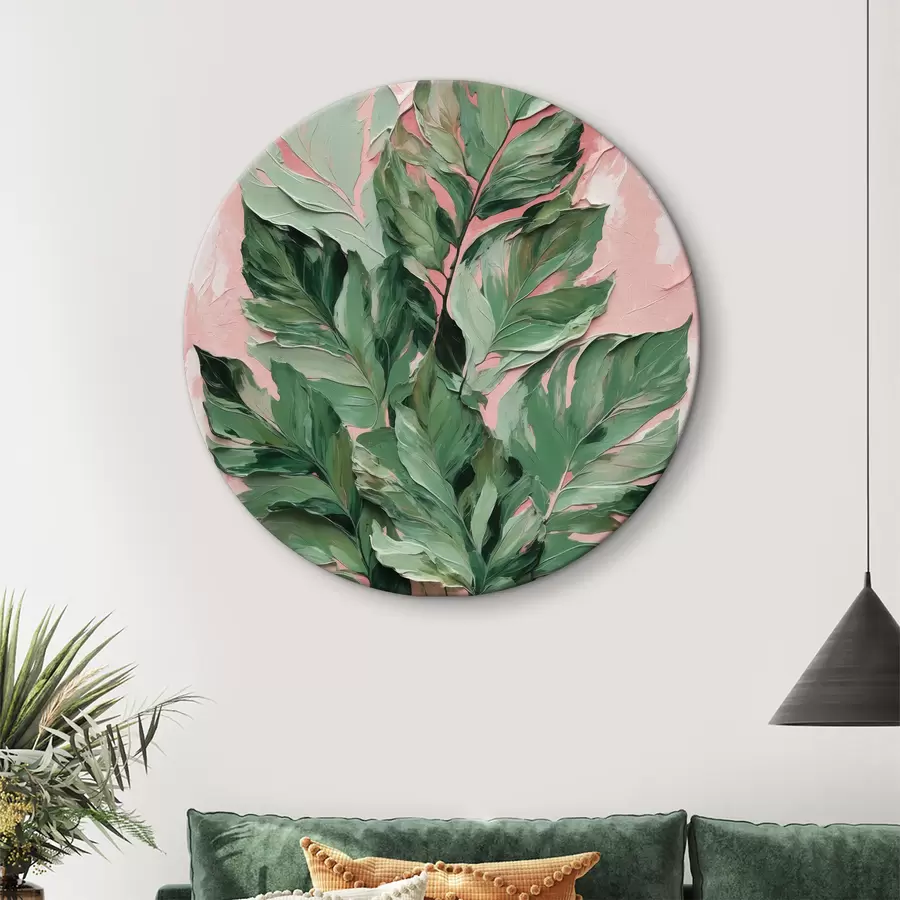 murales de pared Imagen de hojas sobre fondo rosa r38307