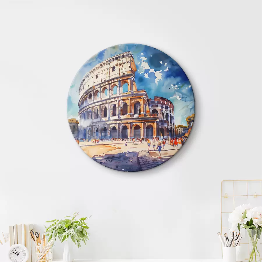 murales de pared Acuarela de un gran edificio con muchos arcos r38326