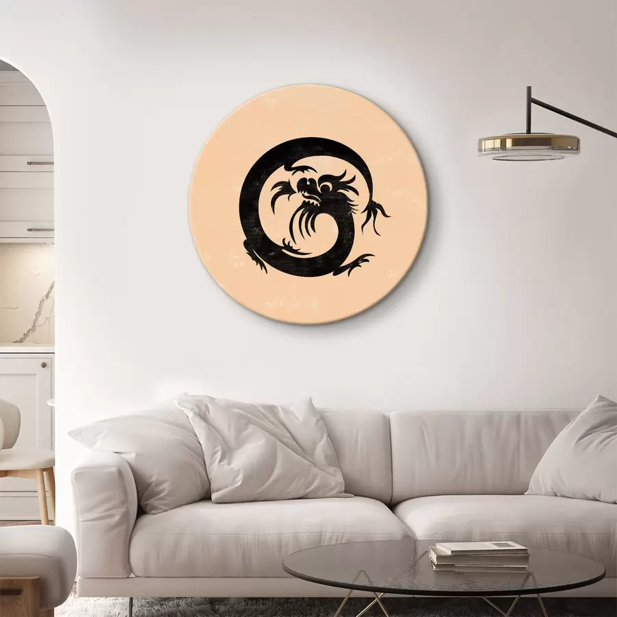 murales de pared Dragón negro con cola larga r38339