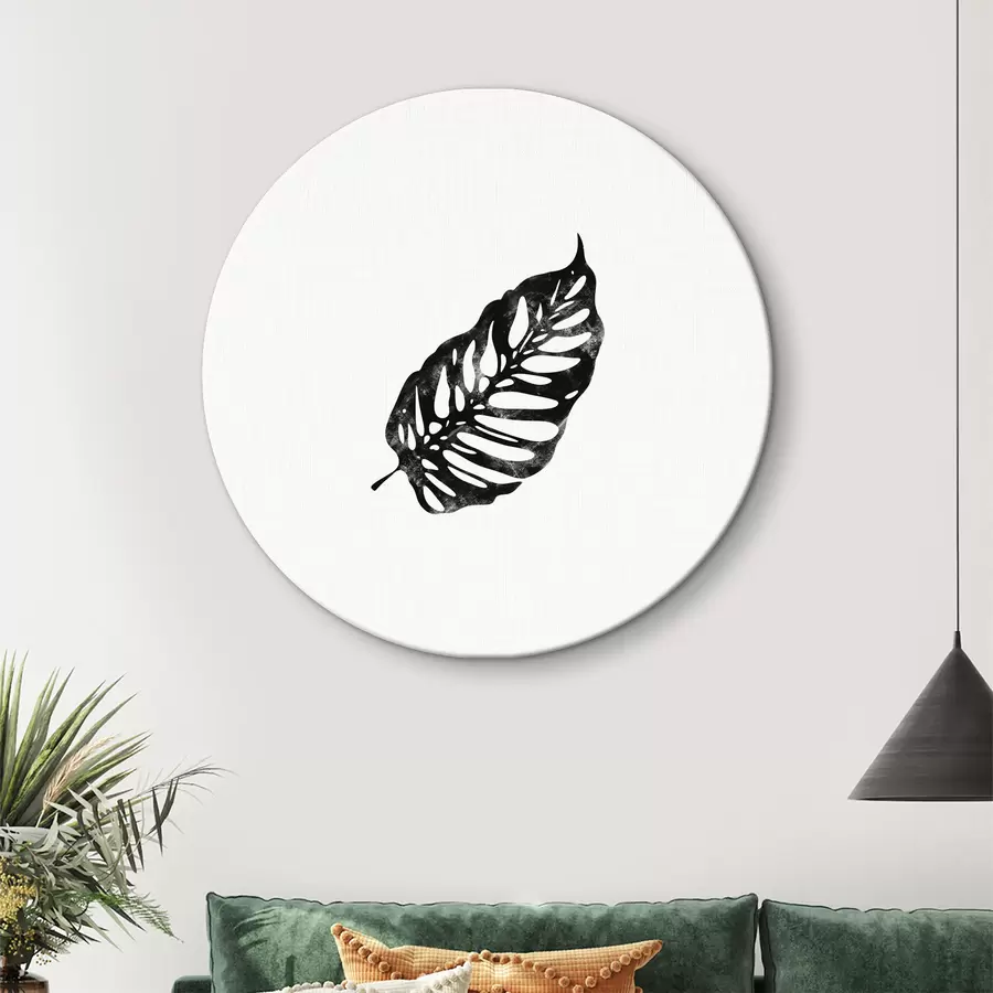 murales de pared Hoja negra sobre fondo blanco r38347