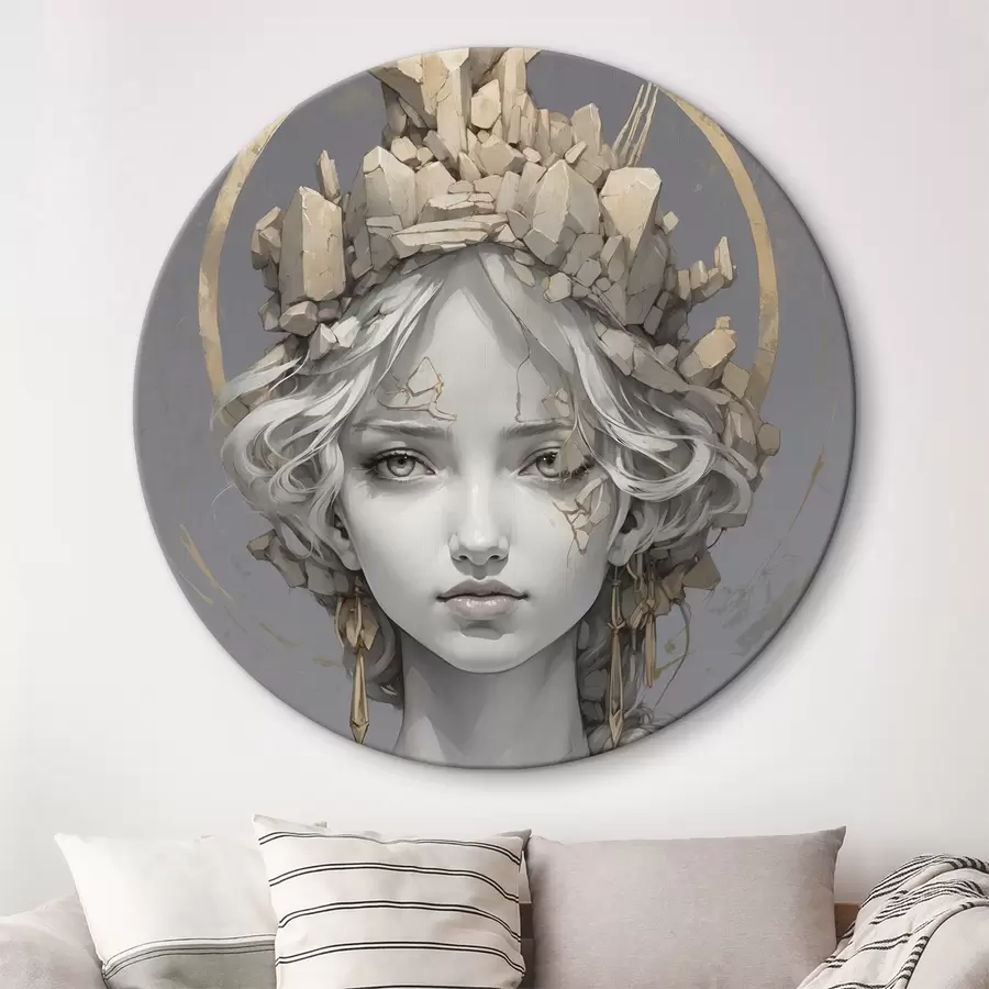 murales de pared Mujer con corona de piedras r38432