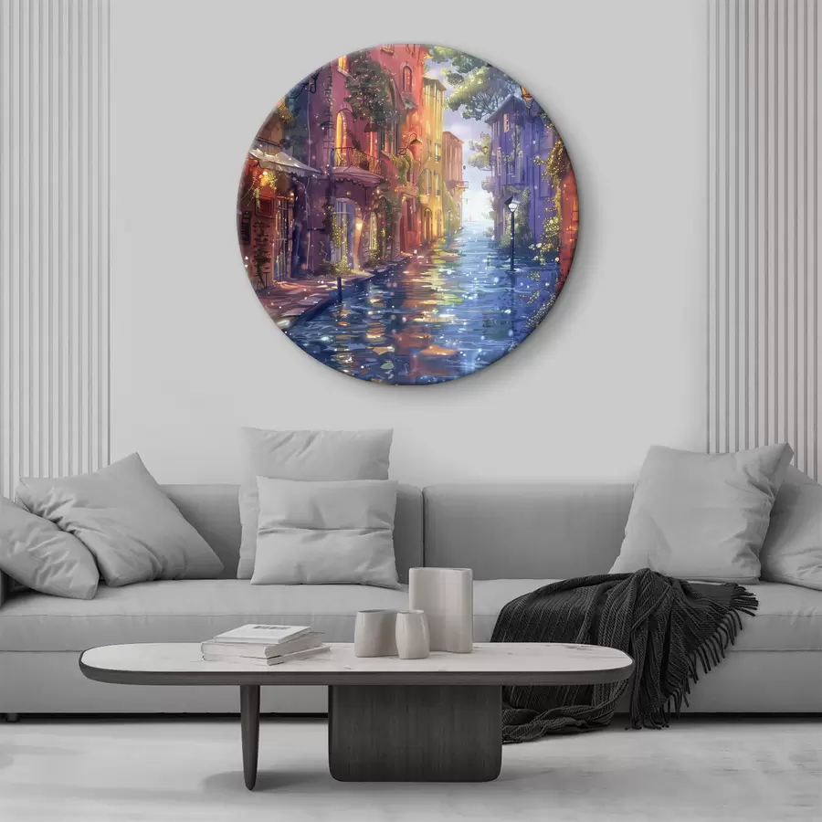 murales de pared Canal con edificios y árboles r38450