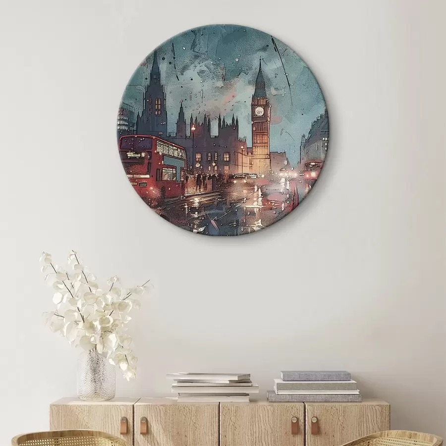 murales de pared Calle de la ciudad con torre del reloj r38472