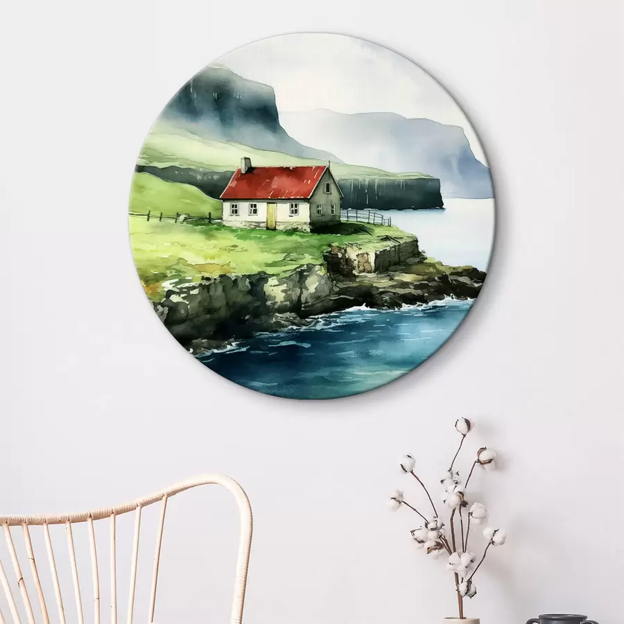 murales de pared Casa en un acantilado sobre el agua r38478